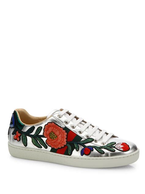 gucci ace embroidered flower|gucci ace embroidered floral.